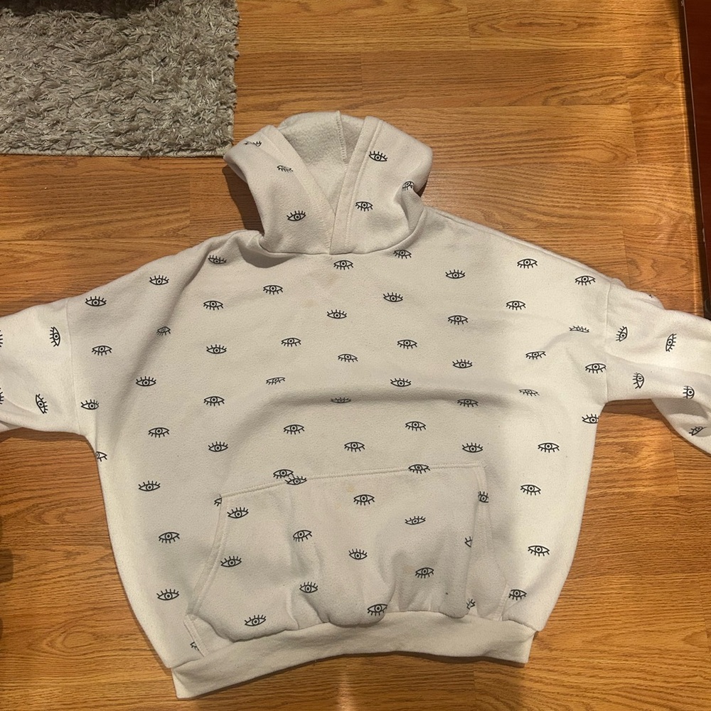 White Hoodie with Eye Pattern